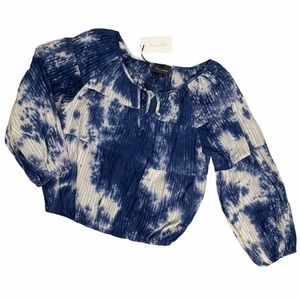 Line & Dot Tie Dye Peasant Top Boho Blouse New NWT